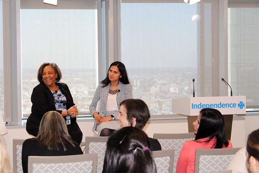 Crystal and Sushma at the Women in Tech panel